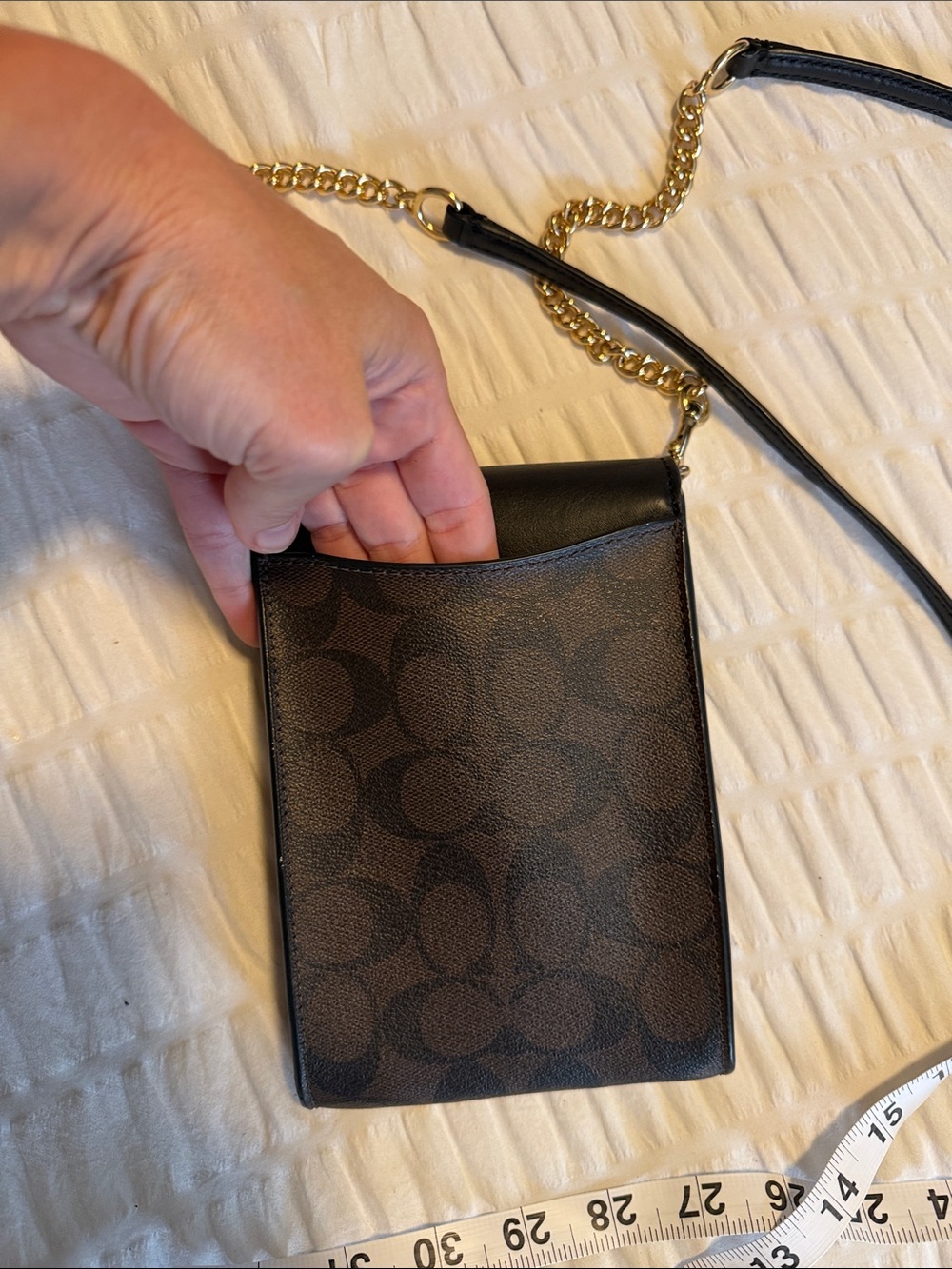 Coach Black and Brown Logo Crossbody Phone Bag - Picture 5 of 9